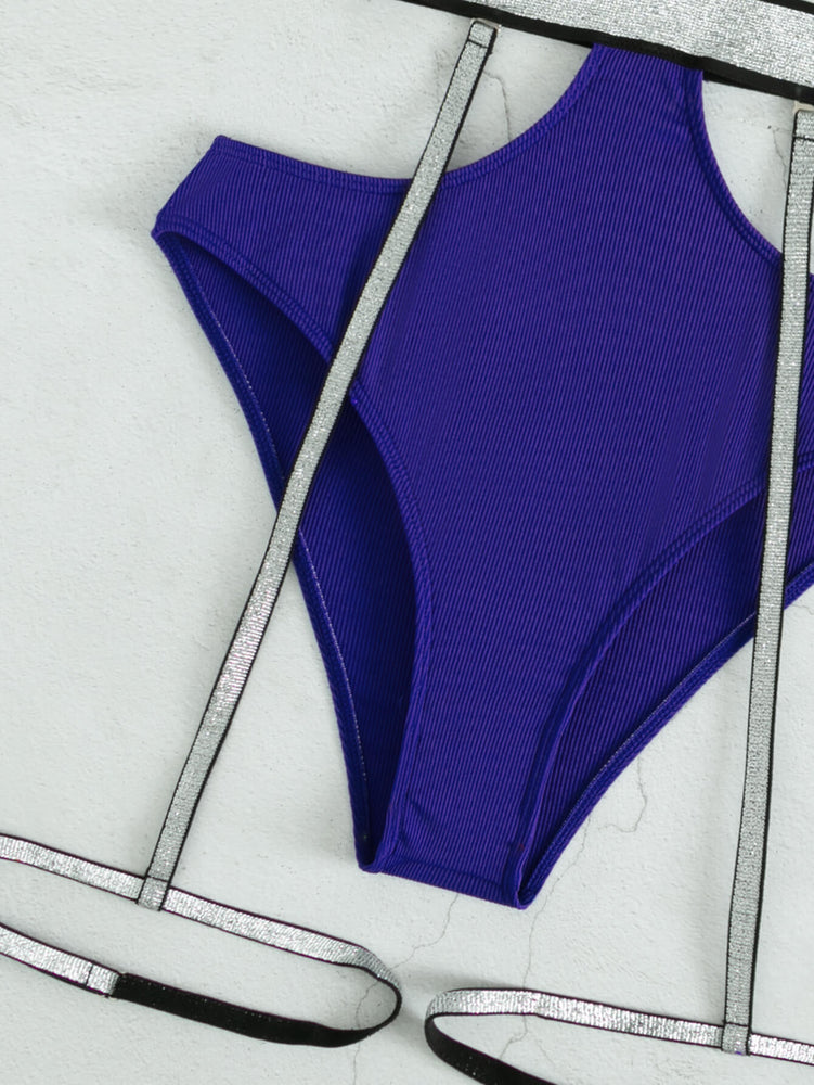 Glitter Cutout Spaghetti Strap One-Piece Swimsuit