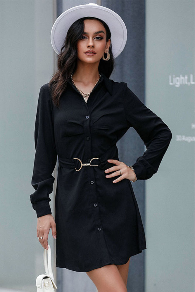 Belted Mini Shirt Dress - MiAmorDeluxe
