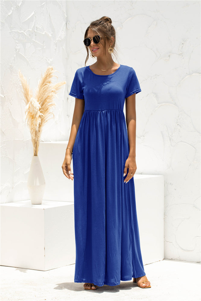 Short Sleeve Round Neck Maxi Dress