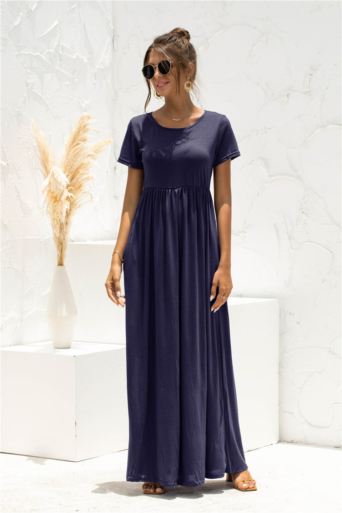 Short Sleeve Round Neck Maxi Dress