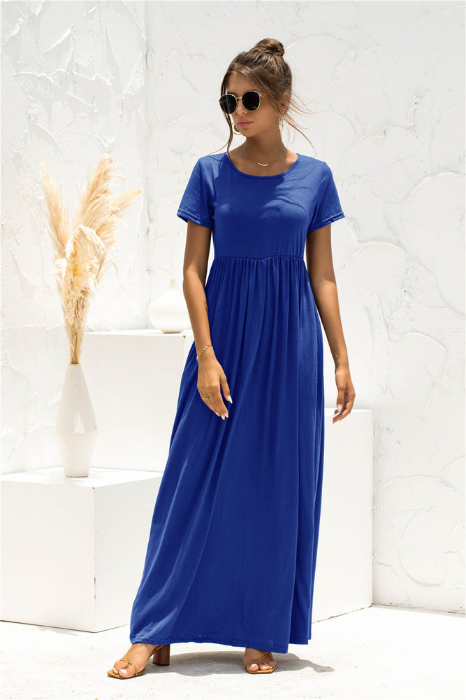 Short Sleeve Round Neck Maxi Dress