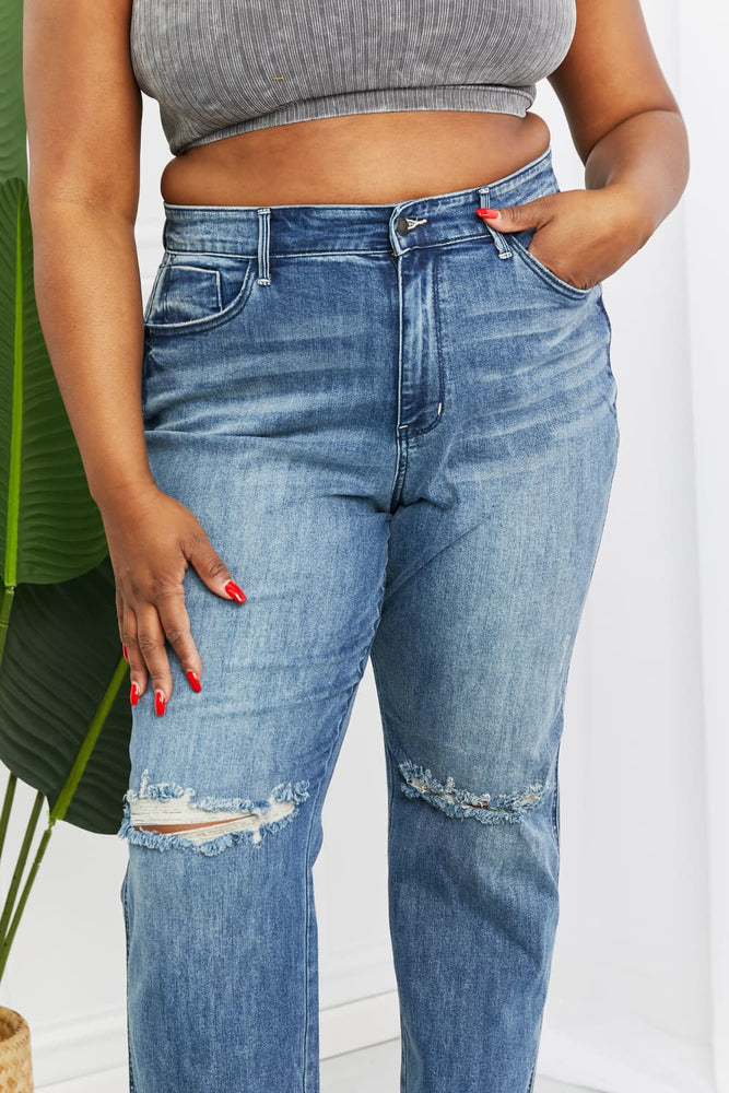 Judy Blue Becka Full Size Mid Rise Straight Jeans