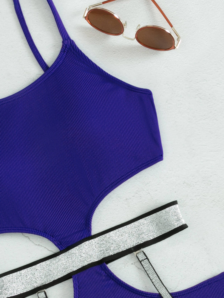 Glitter Cutout Spaghetti Strap One-Piece Swimsuit