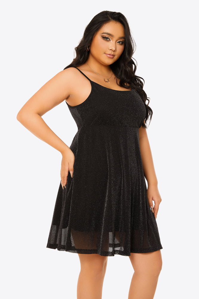 Plus Size Glitter Spaghetti Strap Empire Waist Dress