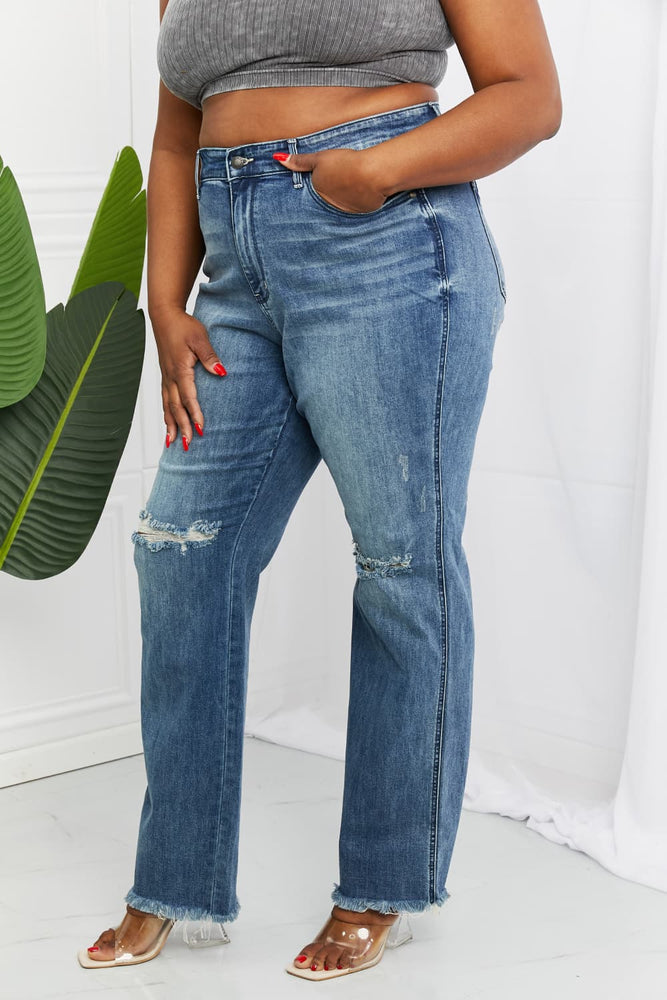 Judy Blue Becka Full Size Mid Rise Straight Jeans
