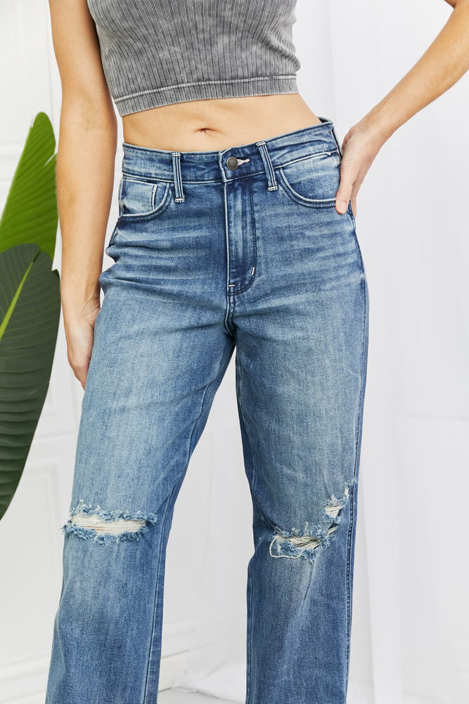 Judy Blue Becka Full Size Mid Rise Straight Jeans
