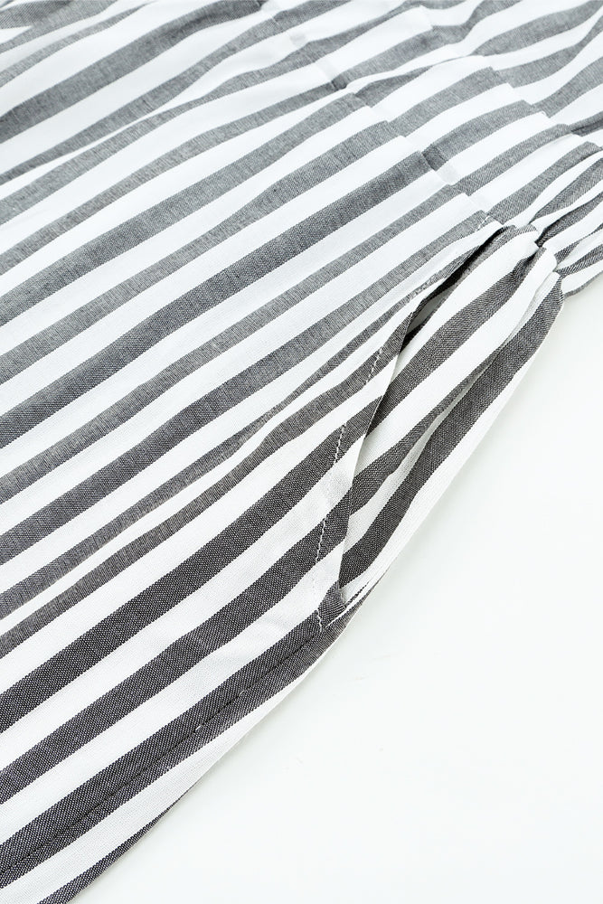 Striped Tie Front Plunge Romper