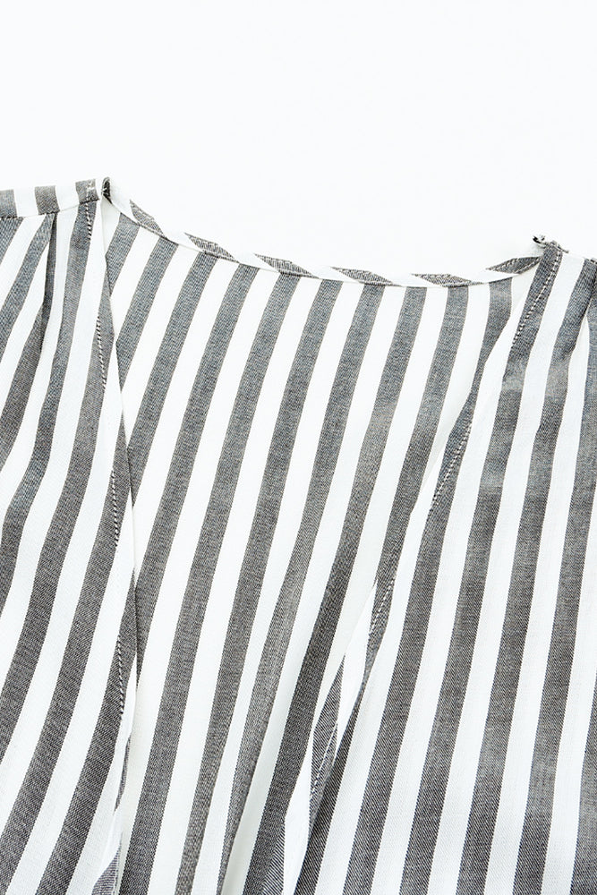 Striped Tie Front Plunge Romper