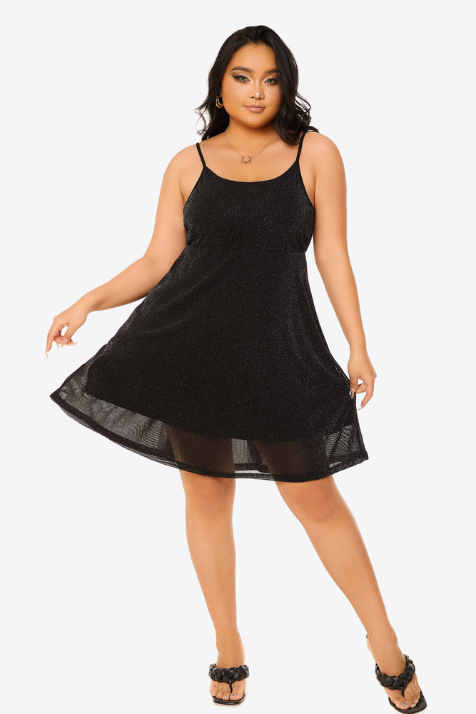 Plus Size Glitter Spaghetti Strap Empire Waist Dress
