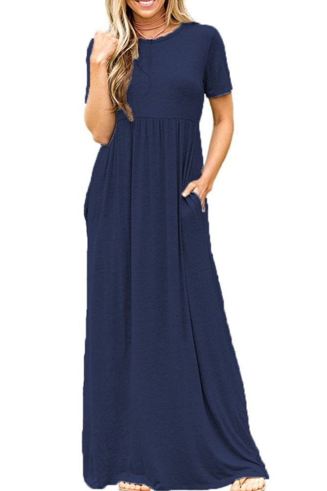 Short Sleeve Round Neck Maxi Dress