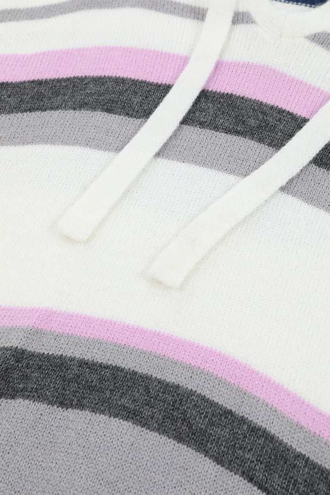 Plus Size Striped Hooded Sweater