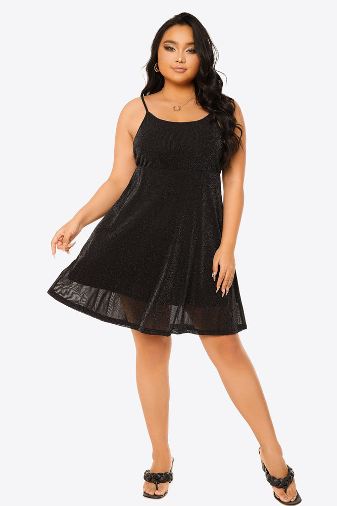 Plus Size Glitter Spaghetti Strap Empire Waist Dress