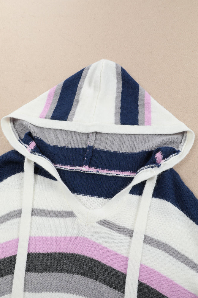 Plus Size Striped Hooded Sweater