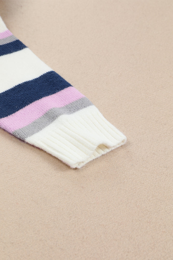 Plus Size Striped Hooded Sweater