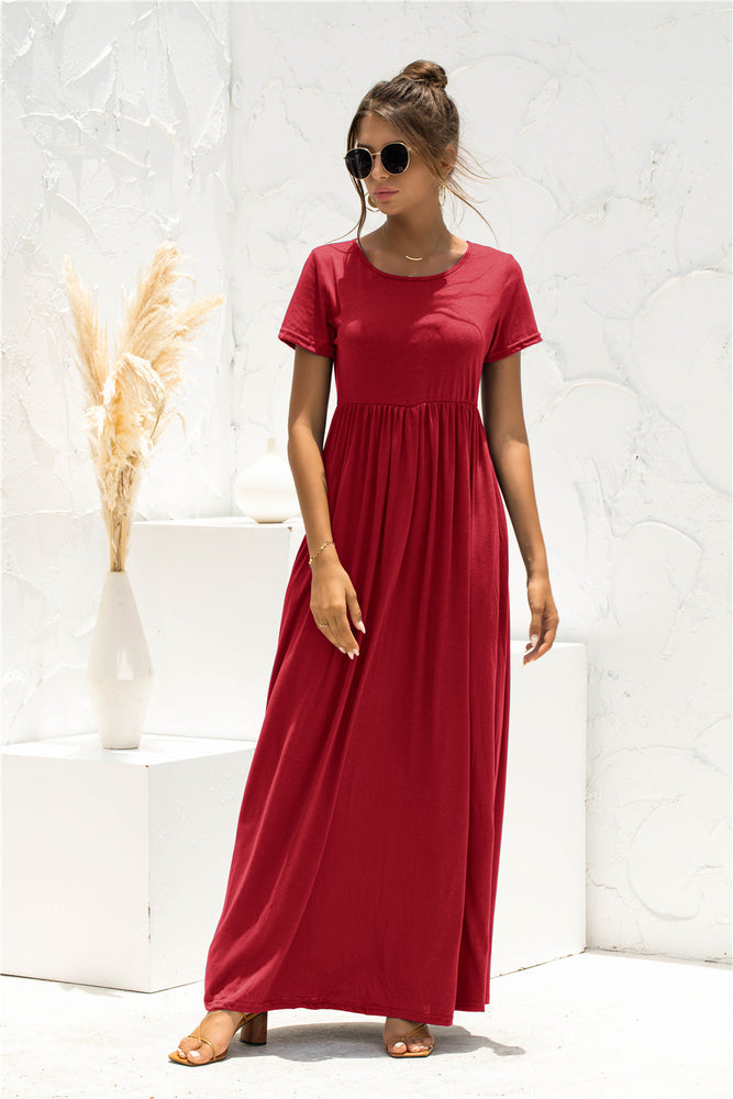Short Sleeve Round Neck Maxi Dress
