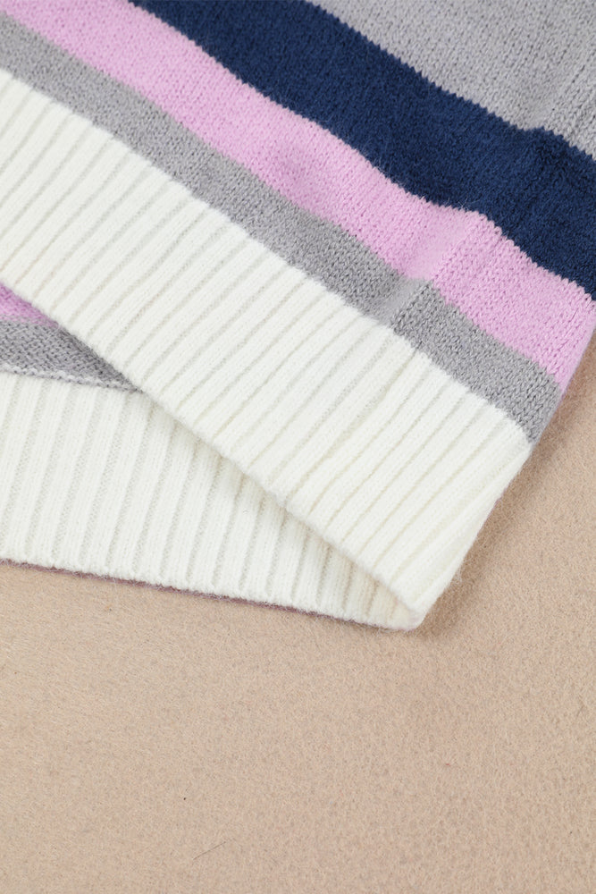 Plus Size Striped Hooded Sweater