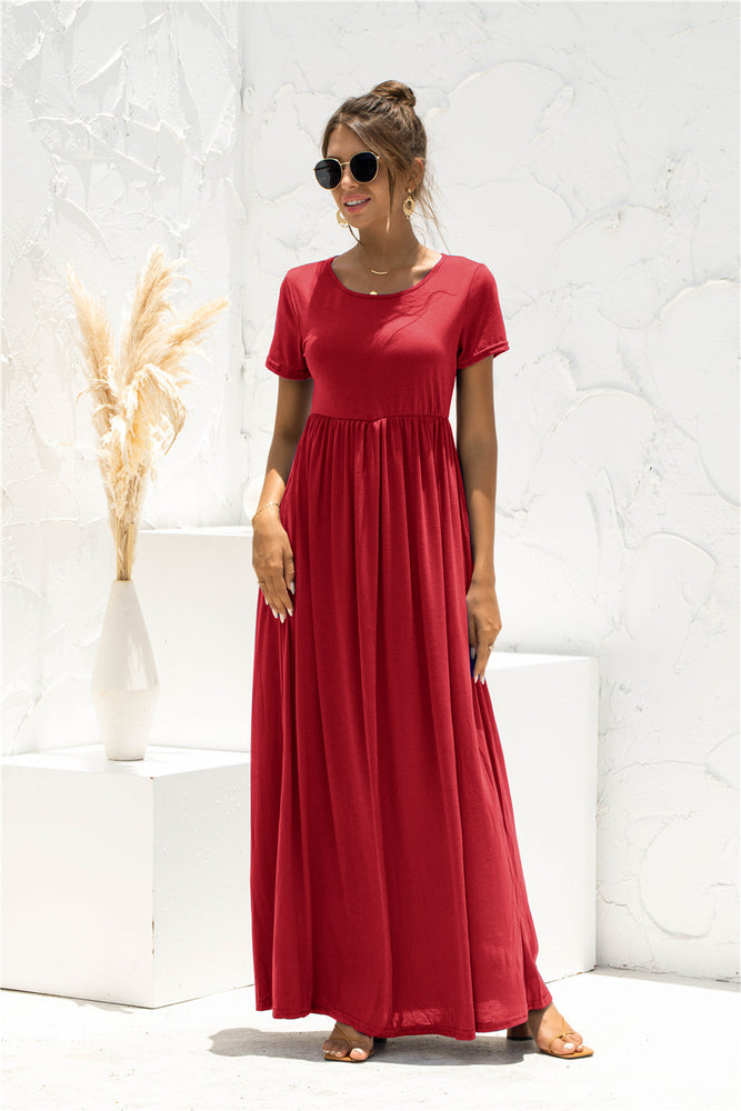 Short Sleeve Round Neck Maxi Dress