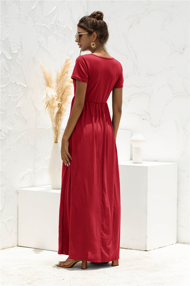 Short Sleeve Round Neck Maxi Dress