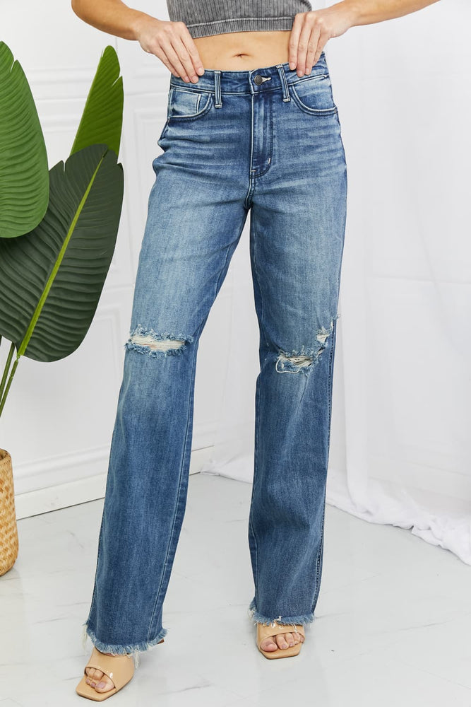 Judy Blue Becka Full Size Mid Rise Straight Jeans