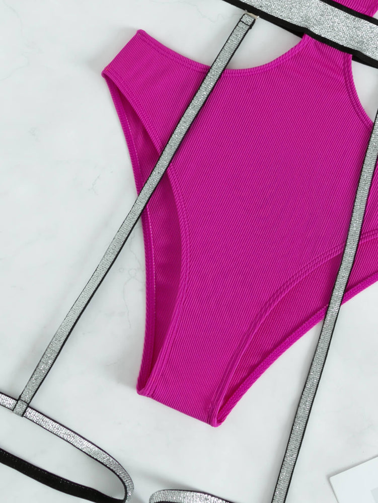 Glitter Cutout Spaghetti Strap One-Piece Swimsuit