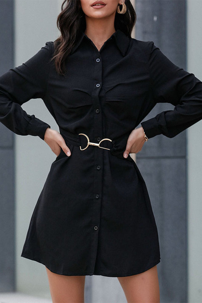 Belted Mini Shirt Dress - MiAmorDeluxe