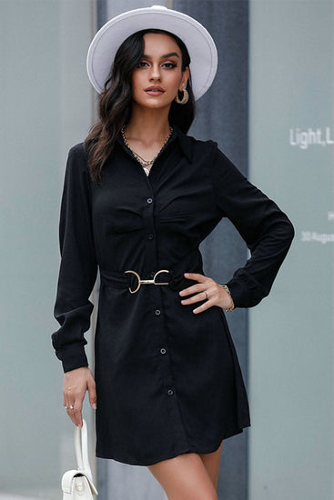 Belted Mini Shirt Dress - MiAmorDeluxe