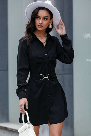 Belted Mini Shirt Dress - MiAmorDeluxe