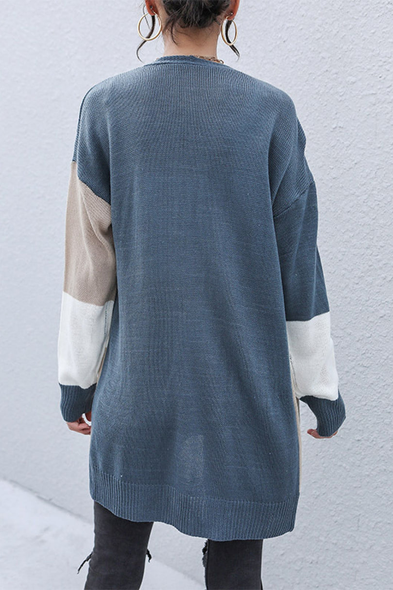 Color Block Dropped Shoulder Cardigan - MiAmorDeluxe