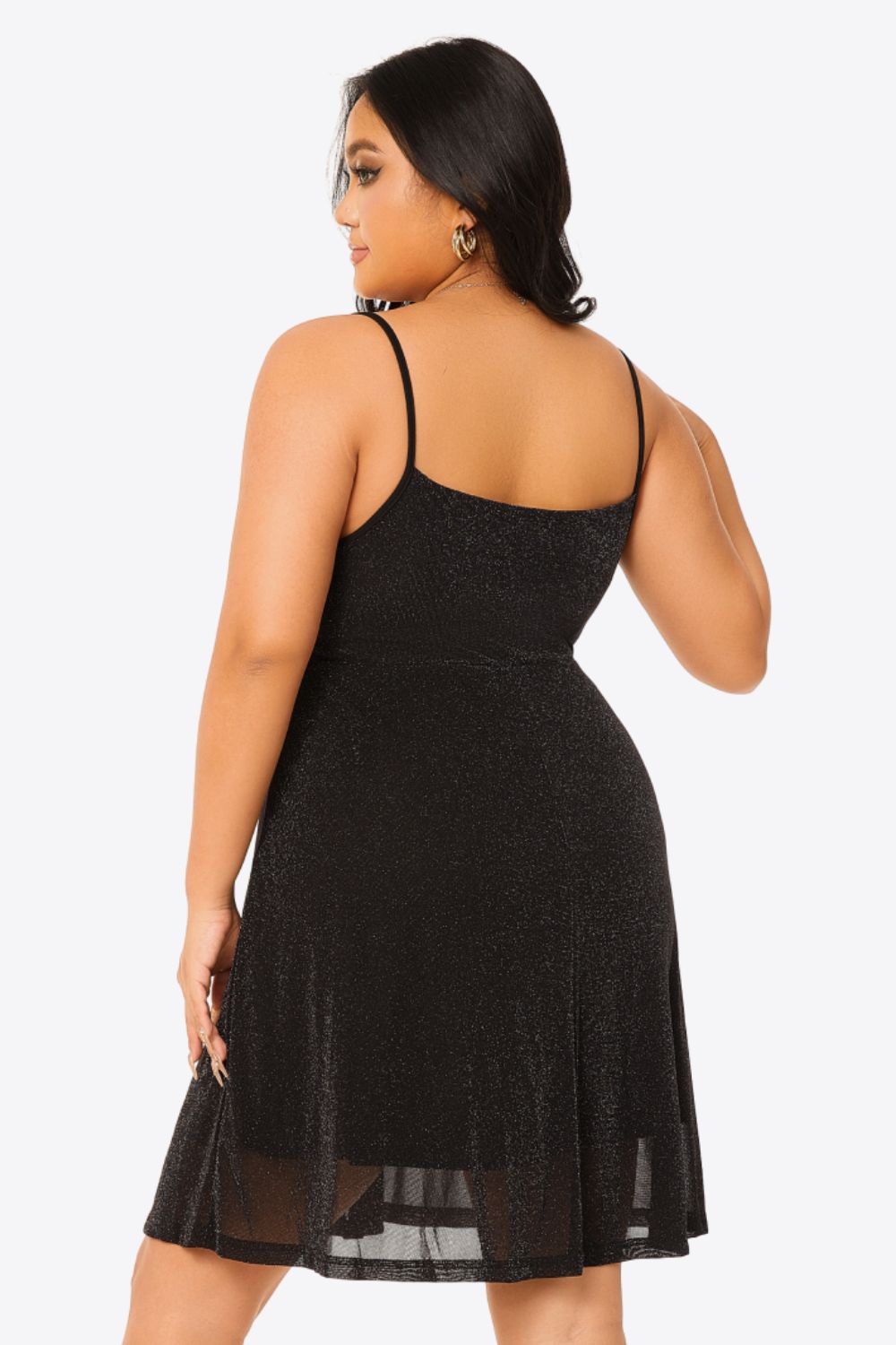 Plus Size Glitter Spaghetti Strap Empire Waist Dress